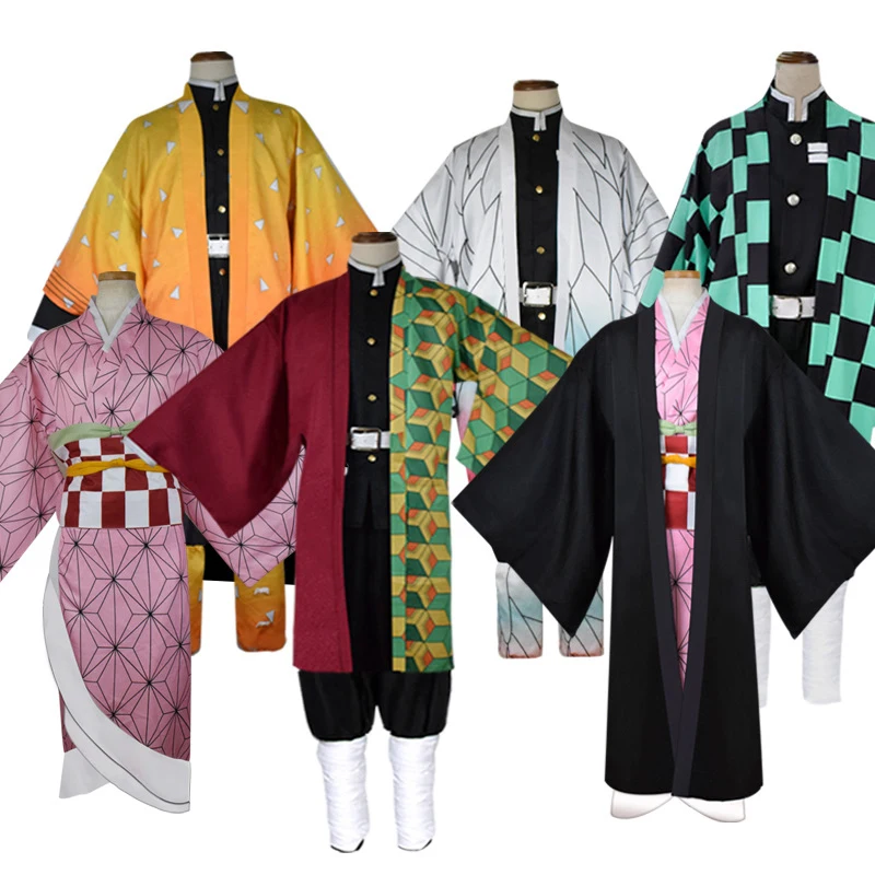 

Полный комплект кимоно для косплея Kamado Tanjirou Agatsuma Zenitsu Giyuu Tomioka, рассекающий демонов, кимоно в японском стиле