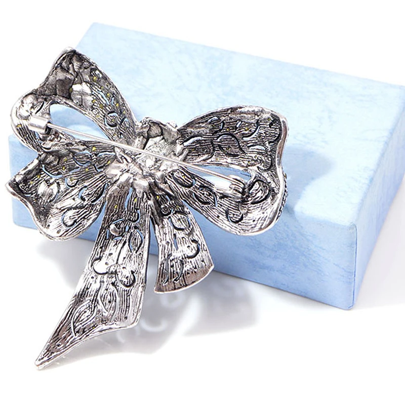 Черный цвет стразы броши бант Для женщин большой брошь зимний стиль высокое