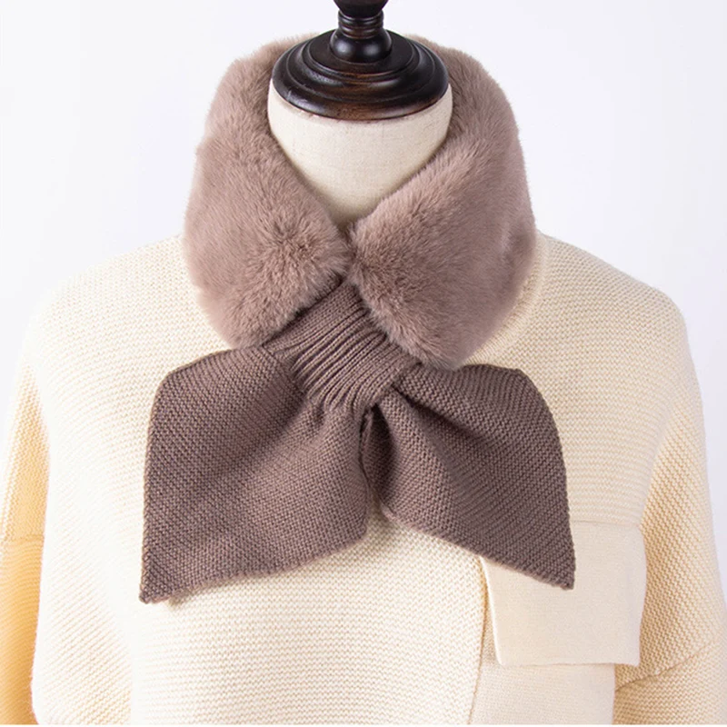 

Winter Warm Scarves Women Faux Rabbit Fur Collar Scarf Spring Fashion Luxury Ring Plush Neck Snood Scarf PJ141