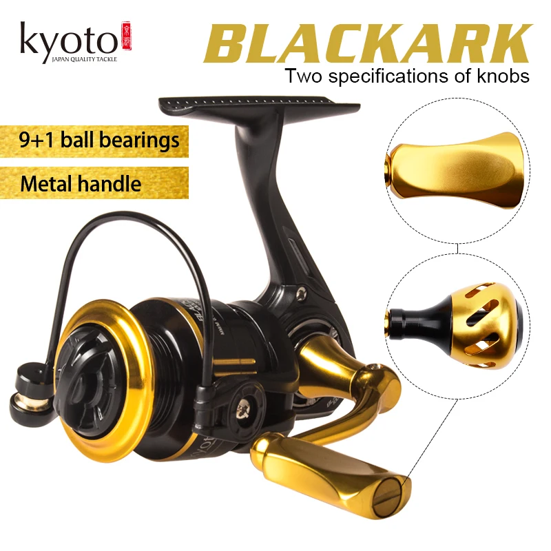 KYOTO BLACKARK Fishing Spinning Reel 600/800/1000 Gear Ratio 5.2:1 9+1BB Max Drag 4kg Metal Handle Knob Power Handle Wheel Coils