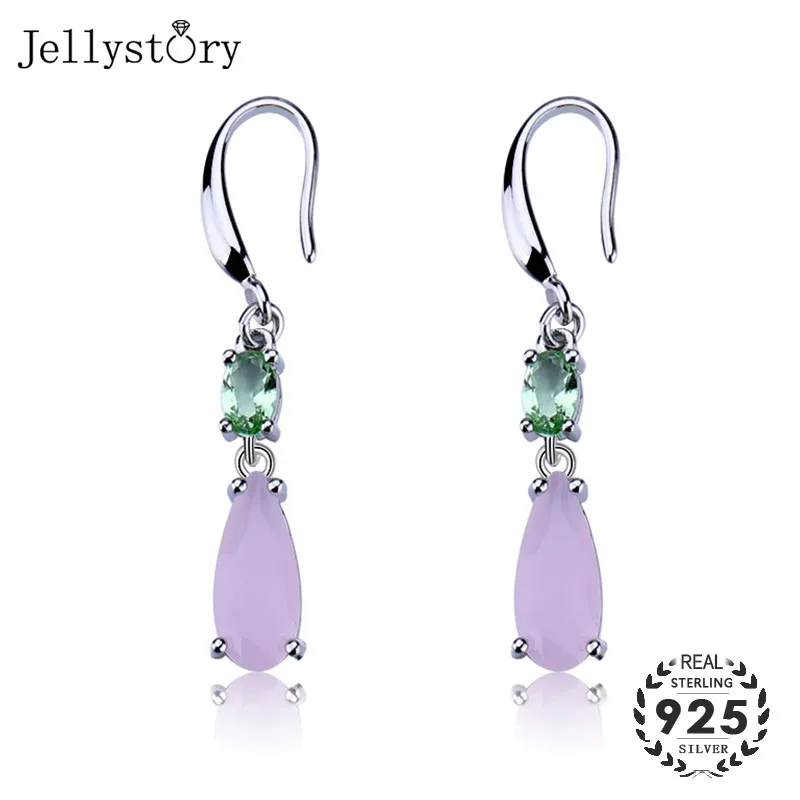 Женские серьги капельки Jellystory из серебра 925 пробы с розовыми драгоценными