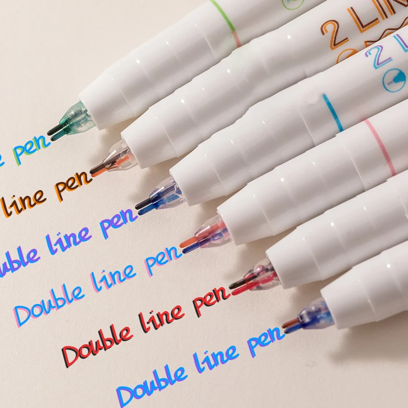 

Three-dimensional double line pen color two-color drawing marker pen student accounting pen outline pen 3/6pcs office stationery