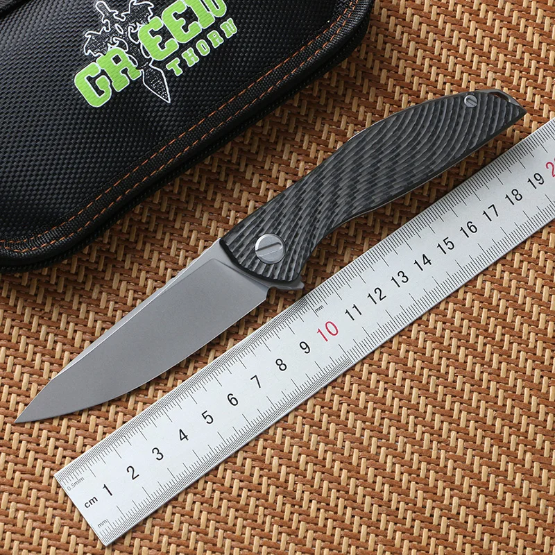 Нож Green thorn hation zero flipper d2 из углеродного волокна + TC4 титановый нож CF походный ручка