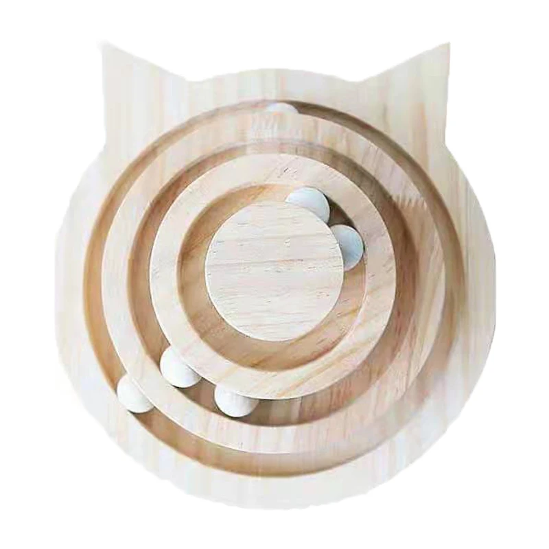 2/3 layers Cat Turntable Wooden Pet Toys Interactive Game Smart Track With Balls Funny Kitten Supplies | Дом и сад