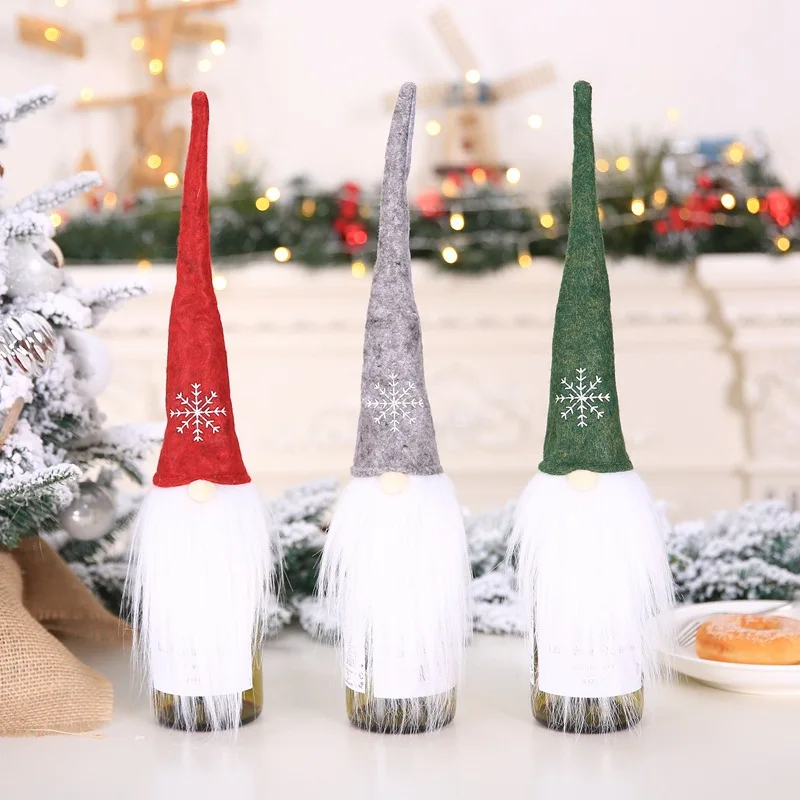 

42*9cm Nordic Santa Claus Wine Bottle Bag Christmas Decorative Champagne Winebottle Sleeve