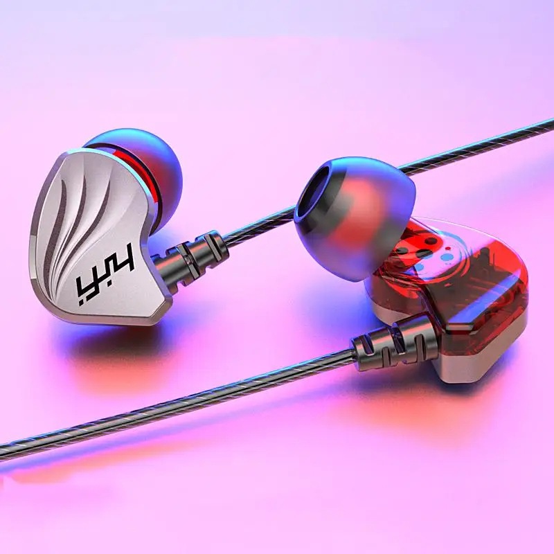

Внутриканальные наушники HiFi 3,5 мм с регулировкой громкости-серебристые/красные