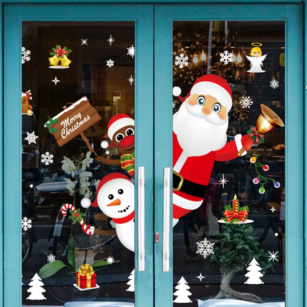 Рождественские Съемные Наклейки на стены сделай сам стеклянное окно в магазине