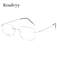 krasivyy classic pure titanium rimless glasses frame men optical prescription eyewear ultralight frameless eyeglasses for men