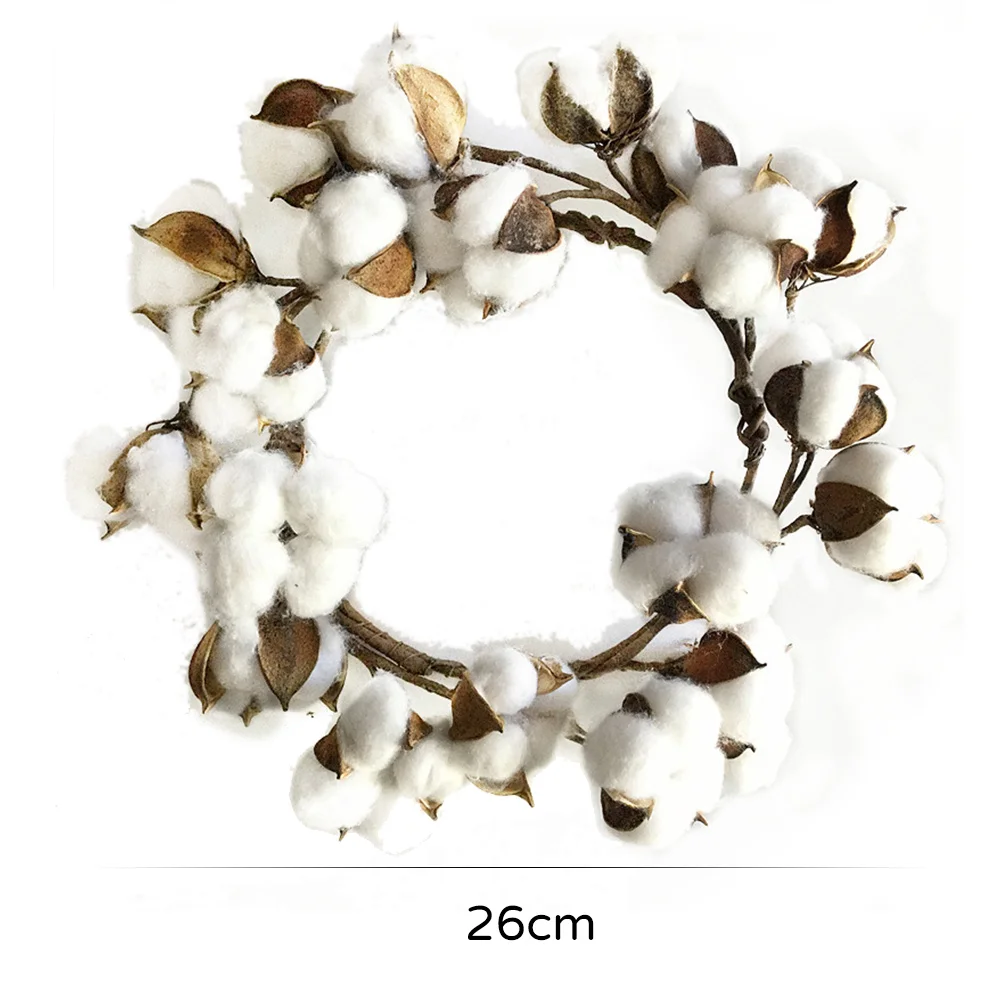 

Dried Cotton Flower Simulation Cotton Wreath Christmas Wreath Door Twice Day Artificial Cotton Wreath Decoration