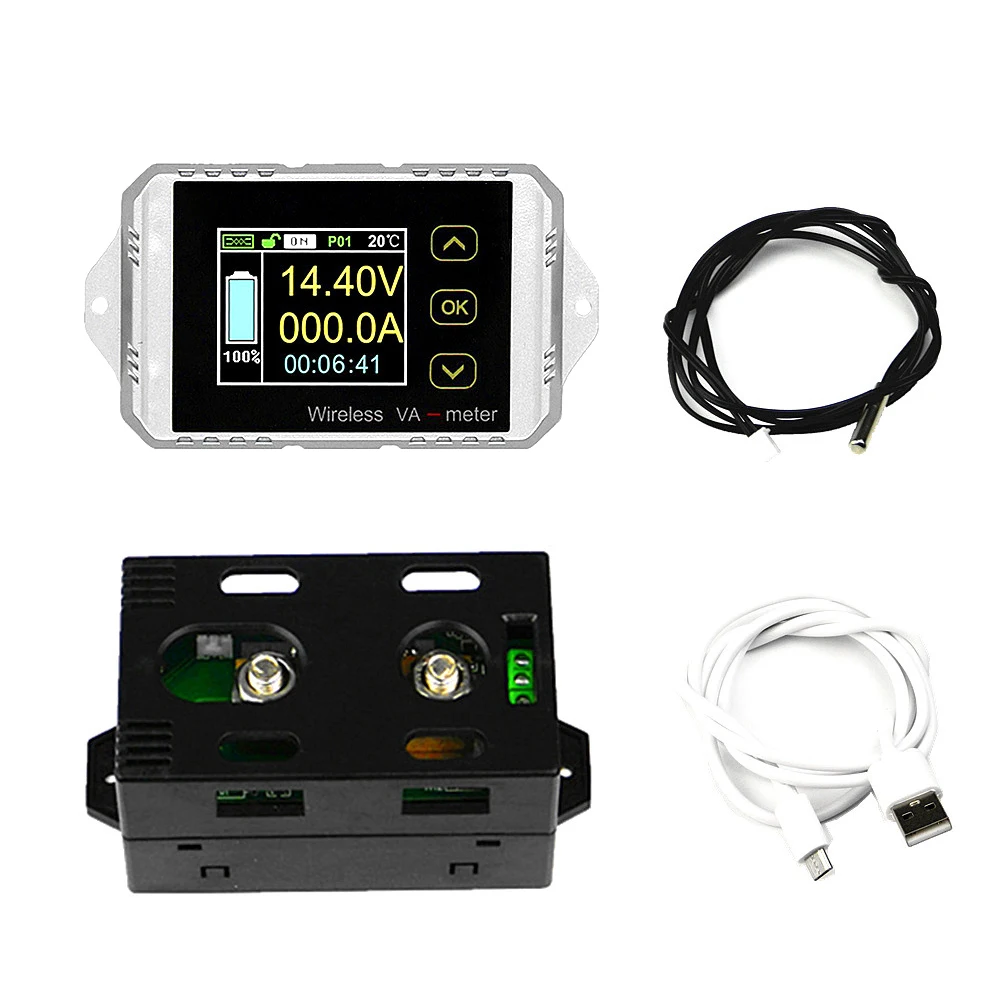 

Multimeter DC 100V 300A Wireless ammeter Voltage KWh Watt Meter Car Battery coulometer Capacity tester Power monitoring