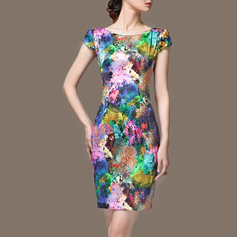 Новинка 2020 летнее женское платье с рукавом и цветочным принтом облегающее из
