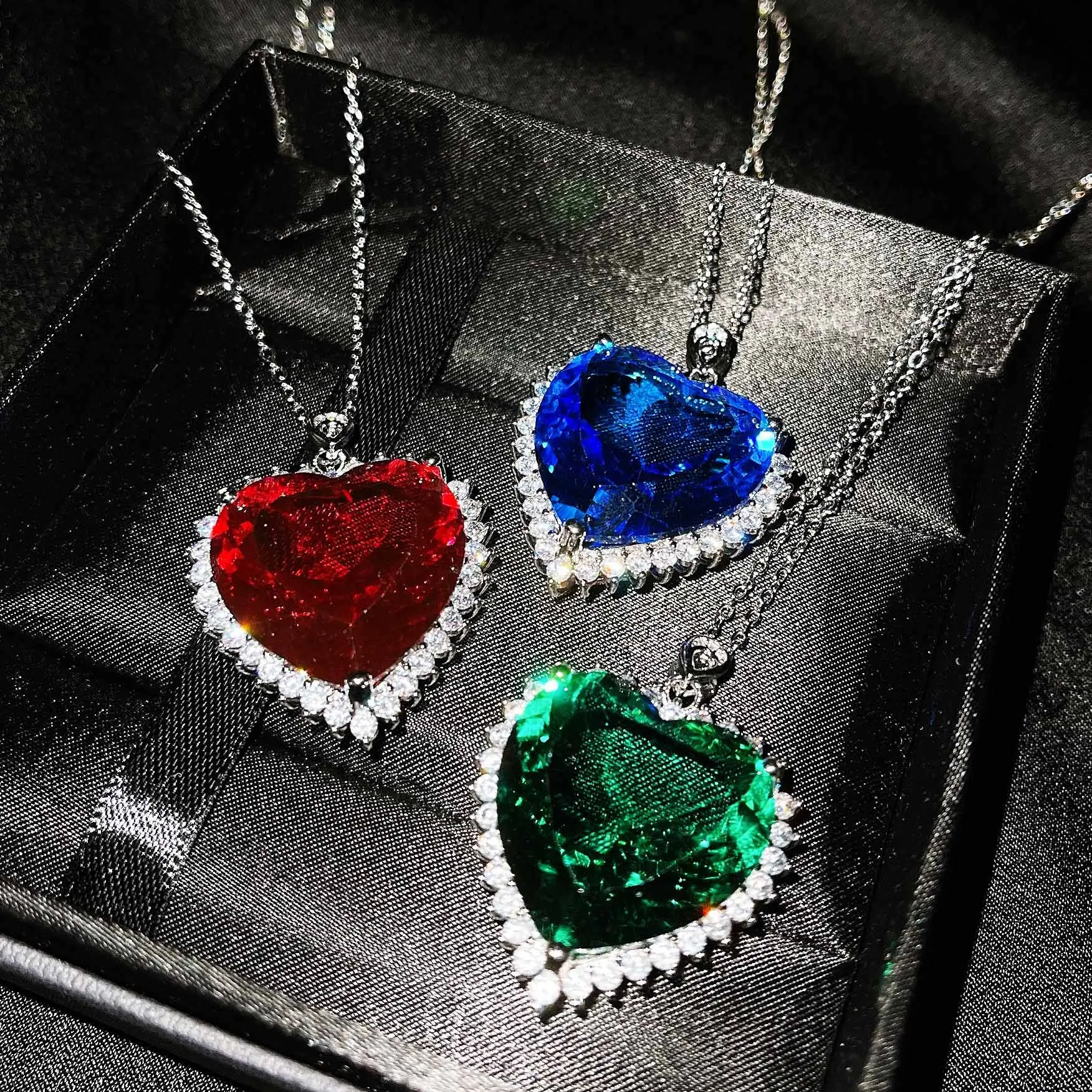 

QTT Luxury Big Heart Shaped Cubic Zirconia Pendant Necklace 925 Silver Clavicle Chain Necklace Chians Choker for Women Banquet