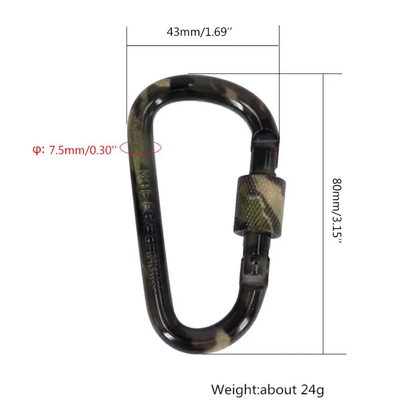 

OOTDTY 5pcs Camouflage Carabiner Aluminum Alloy Screw Locking Camping Hiking Hanging Buckle