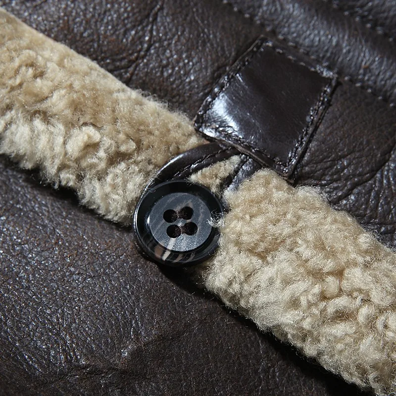 

Shearling Luxury Sheep Men Mid Long Outerwear Coat Genuine Leather Winter Real Fur Lining Single Breasted Hooded Coats Plus Size