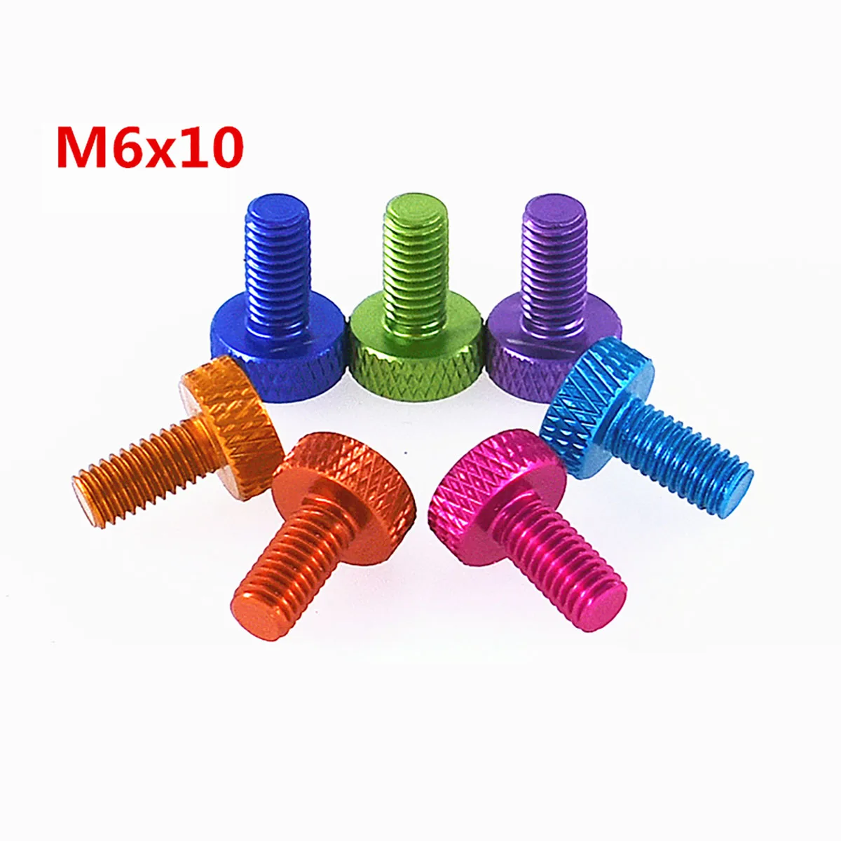 

5pcs M6*10mm Anodised Aluminum Alloy Flat Head Knurled Thumb Screws Hand Tighten Turn Knob Bolts For RC Airplane Computer Case