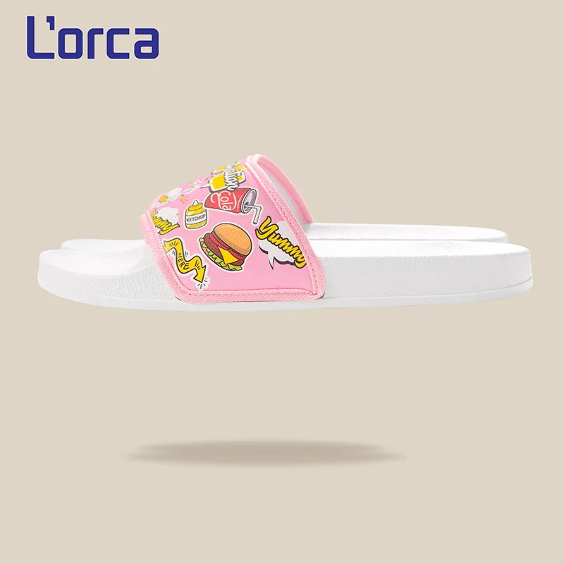 Женские тапочки с красочным принтом граффити из мультфильма летние пляжные