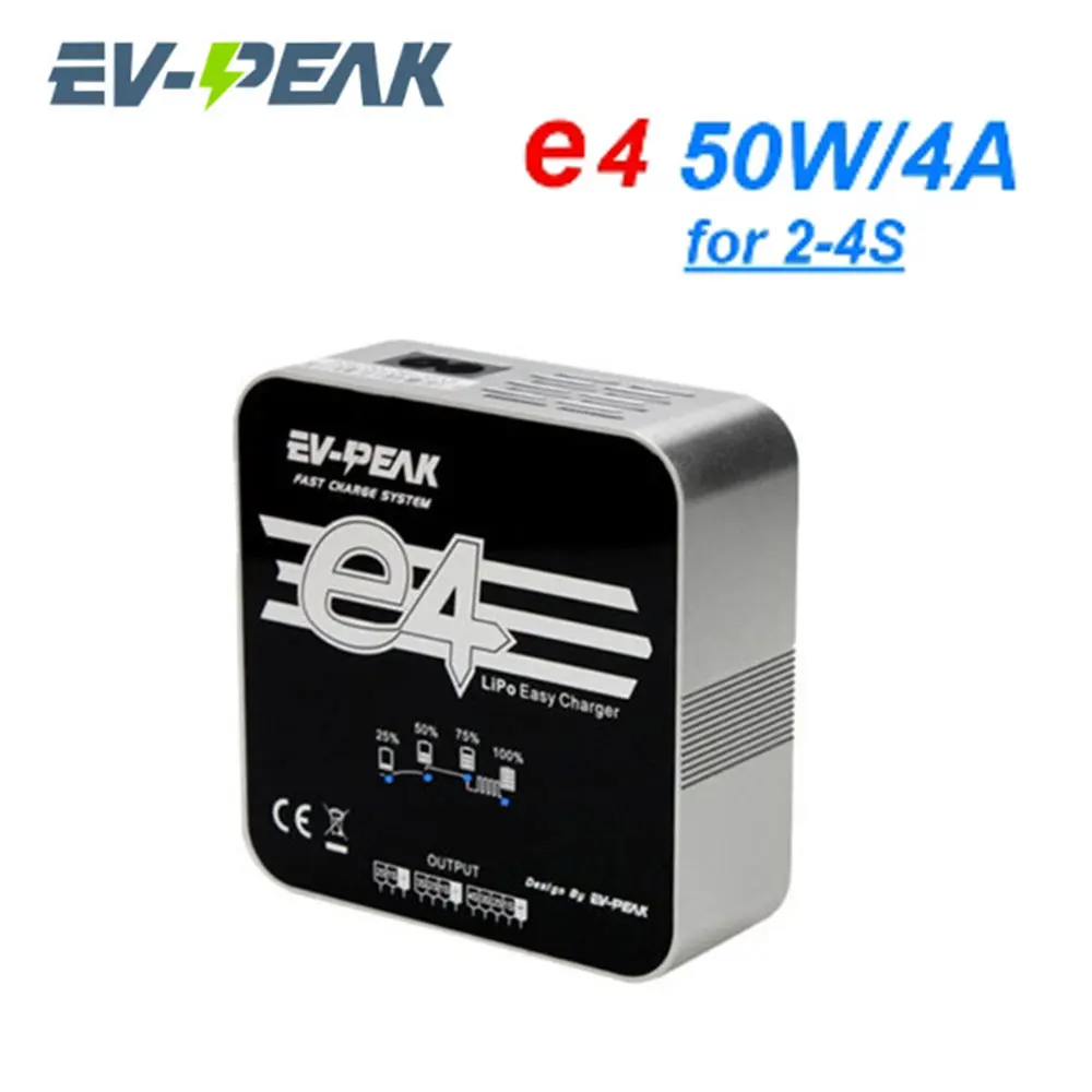 

EV-Peak E4 50W 4A AC Input voltage 100V-240V Fast Balance Charger for 2S-4S LiPo Battery For RC Helicopter Part