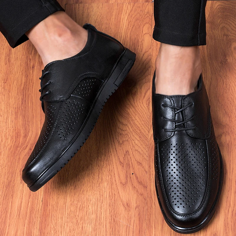 Мужская повседневная обувь из натуральной кожи 2021 стиль летняя дышащая мужские