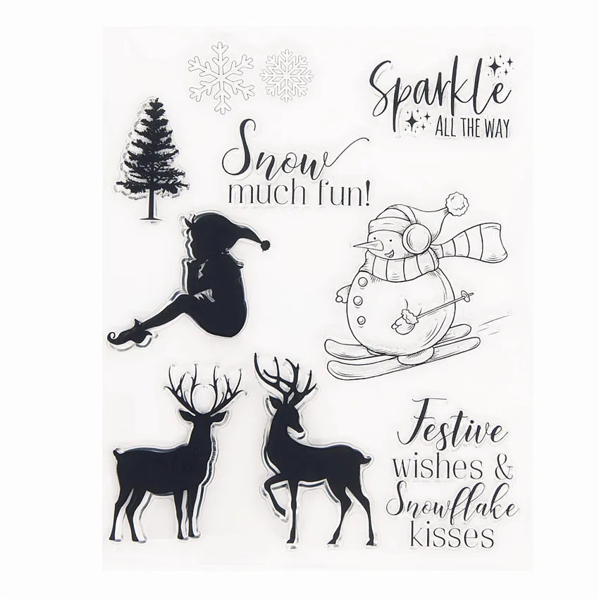 

Christmas Snowman Deer Clear Stamps Transparent Seal 16x19.5cm Silicone Seal TPR Halloween Roller Stamps DIY Scrapbooking Cards