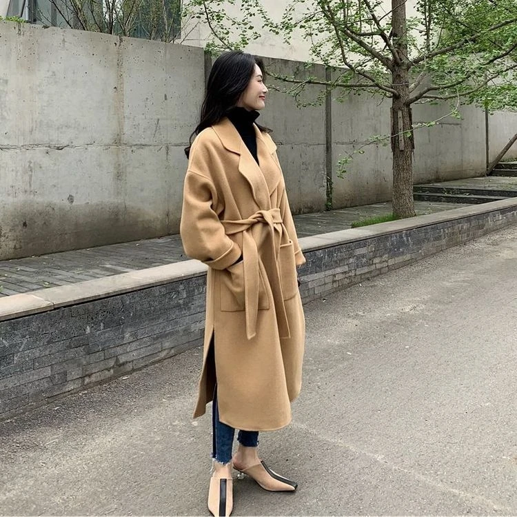 

New Winter Coat Women Oversize Fashion Cashmere Wool Outerwear Female Long Thickening Warm Woolen Overcoat Womens Trench Coats