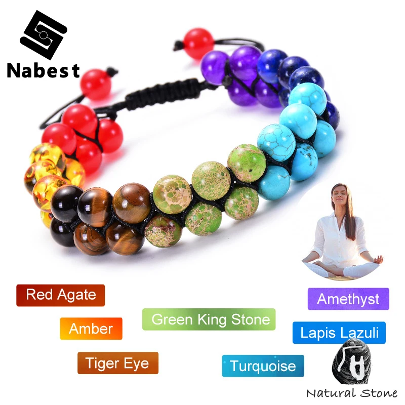8 мм женский и мужской браслет из натурального камня 7 чакр целебный баланс 2 слоя
