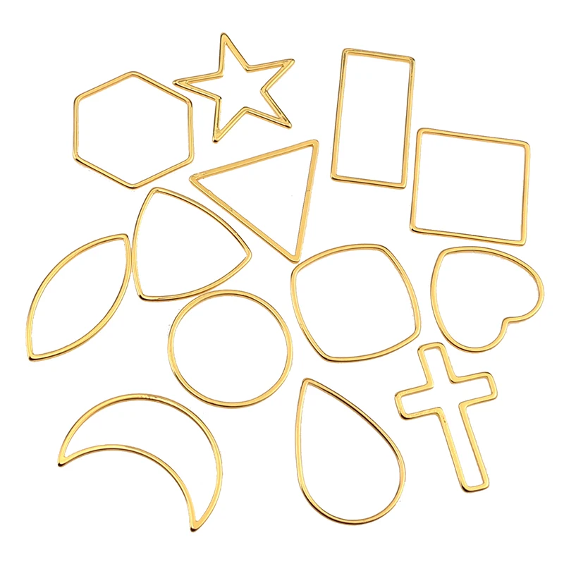 

10pcs Stainless Steel Gold Geometric Heart Triangle Cross Teardrop Star Circle Hex Link Connectors Jewelry Findings Components
