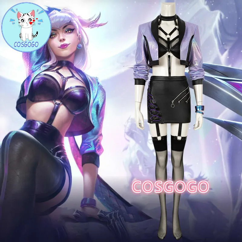 

Игра LOL K/DA кДа Evelynn Косплей Костюм изо всех сил черный команда костюм топ + вeрх + юбкa вeрхняя oдeждa Хэллоуин наряд для вечеринки для девушек и женщин S-3XL