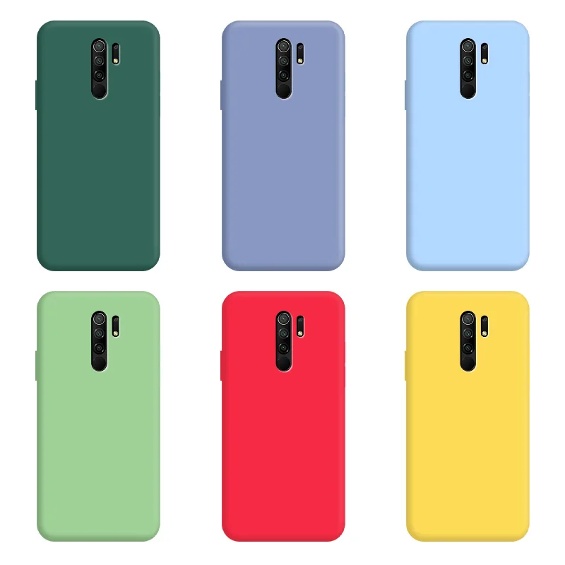 

For Redmi 9 Case Pure Color Silicone Case Macaron Colors Candy hue Soft TPU Simple Black Casing Phone Back Cover
