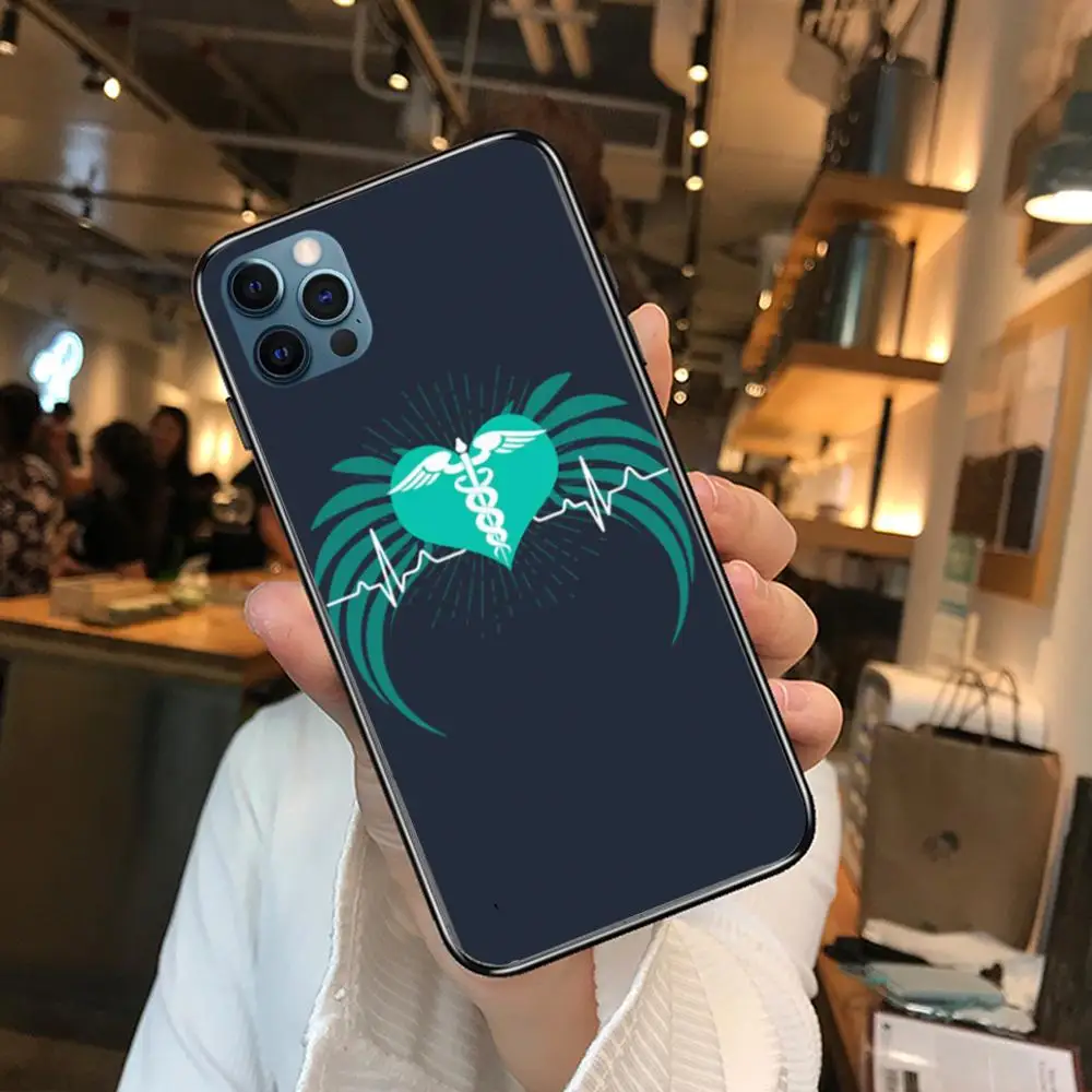 Чехол для телефона Doctor angel с кардиограммой iphone 12 pro max 11 8 7 6 s XR PLUS X XS SE 2020 mini black cell