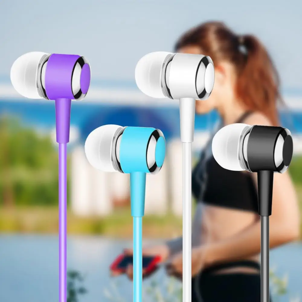 

New sports earphone color crystal line sweatproof 9D stereo sound sports earphone