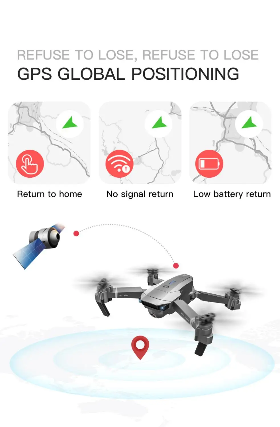 SG907 Профессиональный Квадрокоптер с камерой GPS 4K HD пульт дистанционного