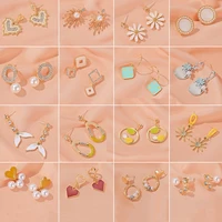 korean white arcylic long flower petal drop earrings for women 2020 new cute sweet irregular tassel earrings trendy jewelry gift
