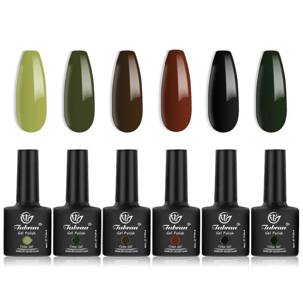 Набор гель-лаков Tubran УФ/светодиодный с цветной этикеткой на крышке бутылки +