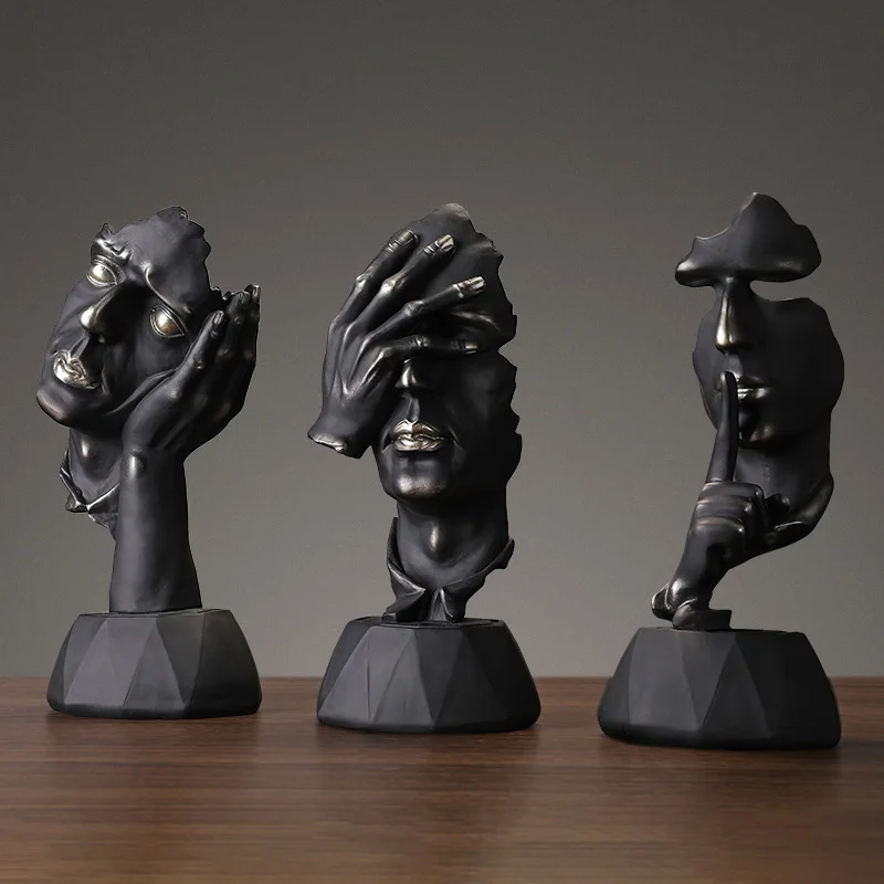 Европейская Черная смола Thinker скульптура Миниатюрная модель фигурки