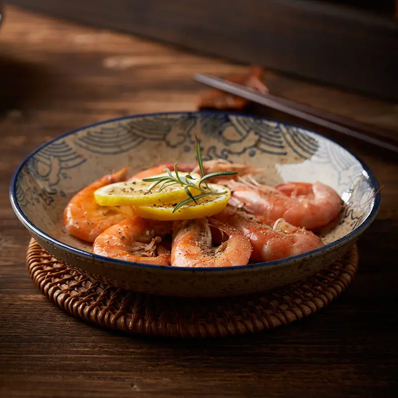 Японская керамическая тарелка с покрытием глазури 7 / 8 дюймов в стиле ретро | Дом и