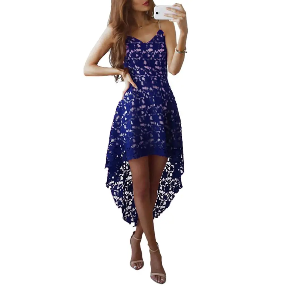 Женское летнее кружевное платье с открытой спиной и V образным вырезом|Женские