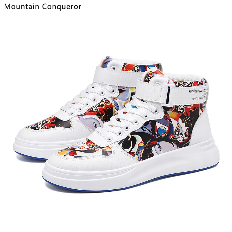Mountain Conqueror Fashion High Top Men Shoes Print Casual For Autumn Winter Male hip hop Footwear Size 39-44 | Обувь