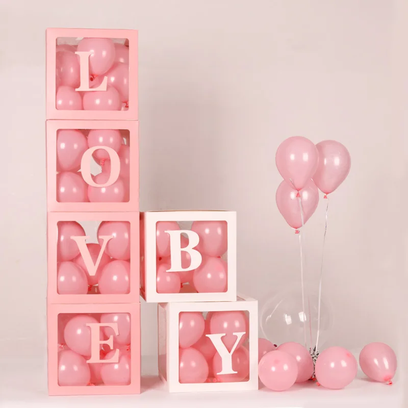 

4PCS/Set Transparent Balloon Box Baby Shower Boy Girl Wedding Birthday Party Decoration Kids Baby Shower Balloon Box Party Deco
