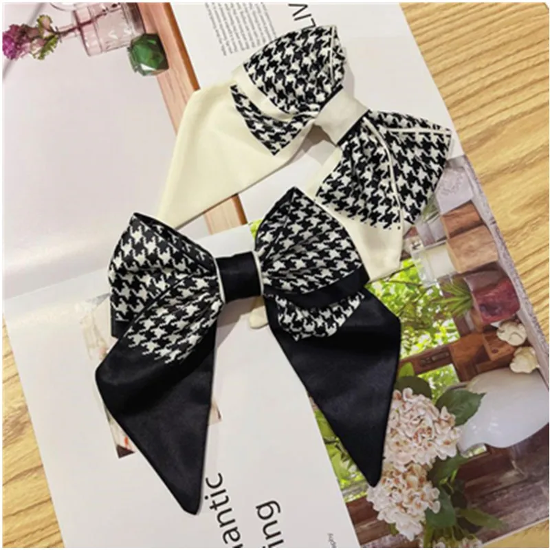 

New Hair Accessories Classic Plaids Bow Snap Clips Ponytail Hair Ornament Hair Bows Flowers Print Girls Headdress Hair Barrettes