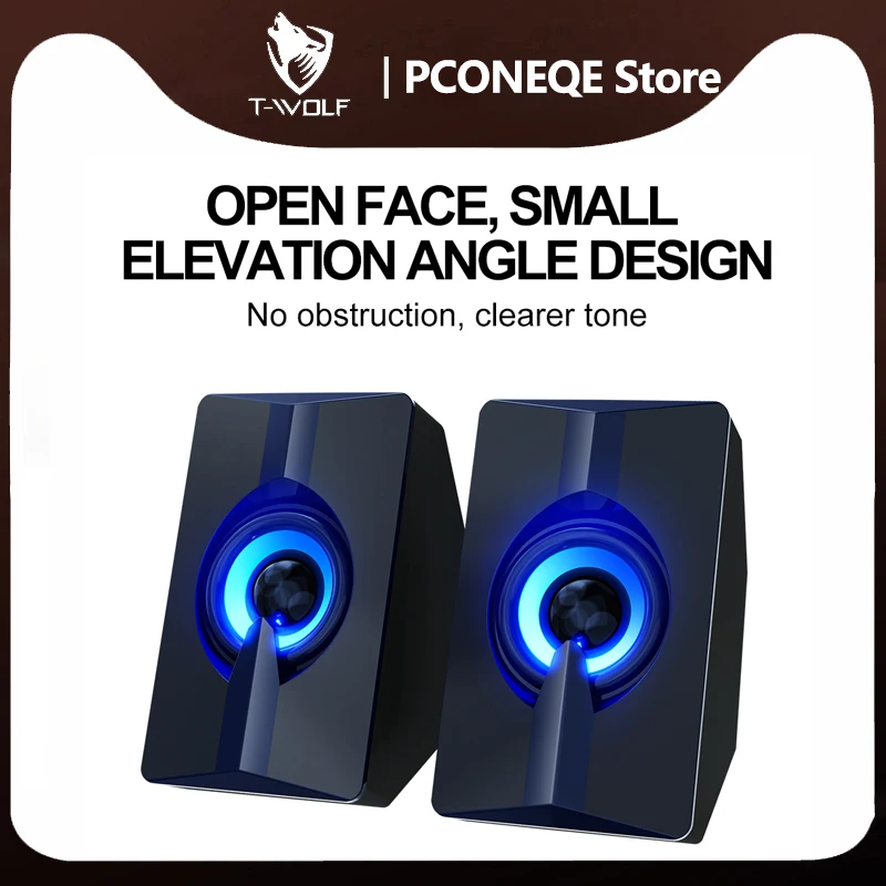 

USB Wired Computer Speakers Surround Bass Stereo Portable Computer Speaker Multimedia Speakers With Subwoofer LED Light Laptop