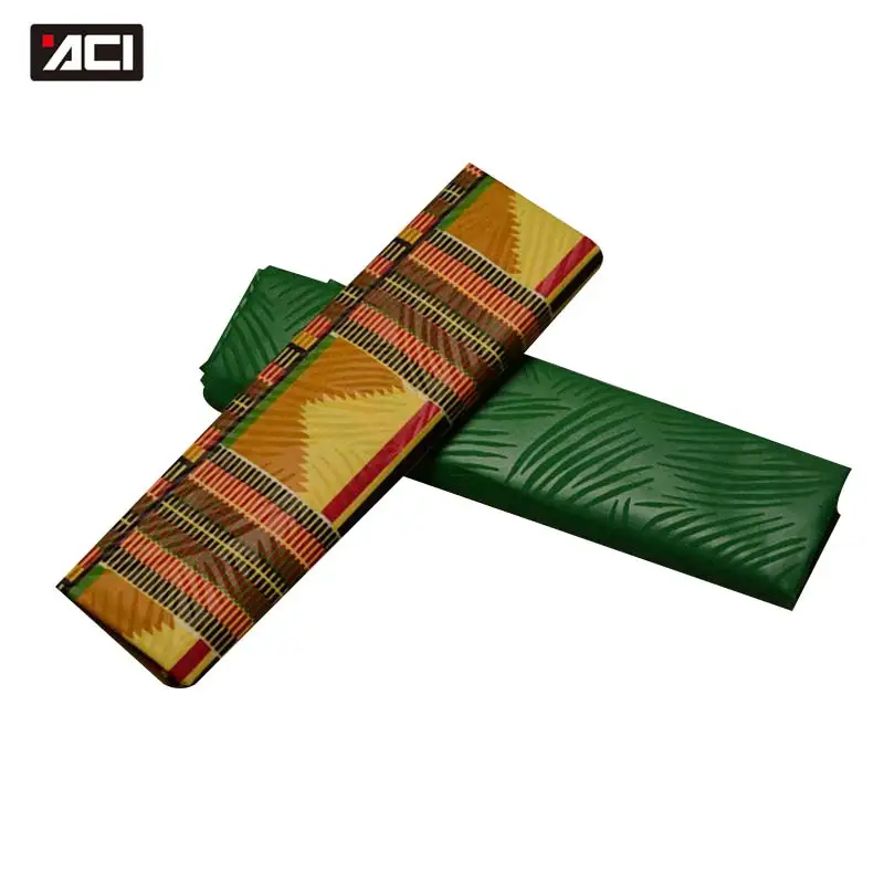 ACI Горячая Анкара ткань Африканский настоящий воск принт Гана Kente Ткань 2 ярдов+ 2 ярдов тиснение африканская ткань Анкара простое окрашивание