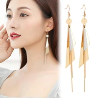 hot sales korean fashion women triangle geometric eardrop long tassel hook earrings hypoallergenic party jewelry gifts friend