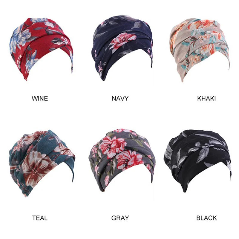 

Cotton Print Baggy Hat Satin Lining Chemo Cap Elastic Band Night Sleep Cap Comfortable Headgear Loose And Tight