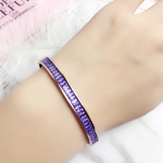 

YUN RUO Fashion Colorful Snowflakes Zircon Open Bangle Rose Gold Color Titanium Steel Jewelry Woman Never Fade Drop Shipping