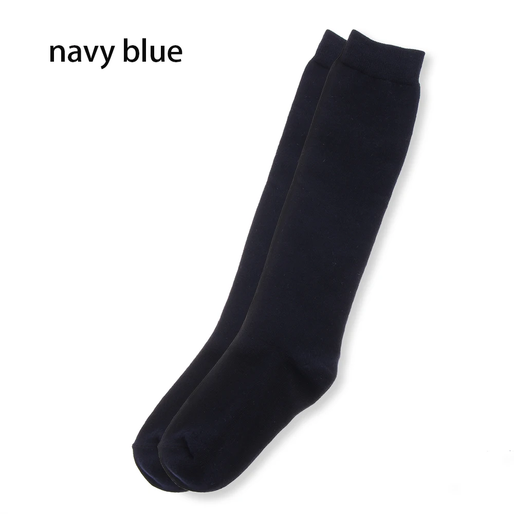 navy blue 1 пара новых носков модные чулки повседневные Хлопковые гольфы выше колена акриловые высокие носки женские зимние гольфы для девочек - Цвет: navy blue