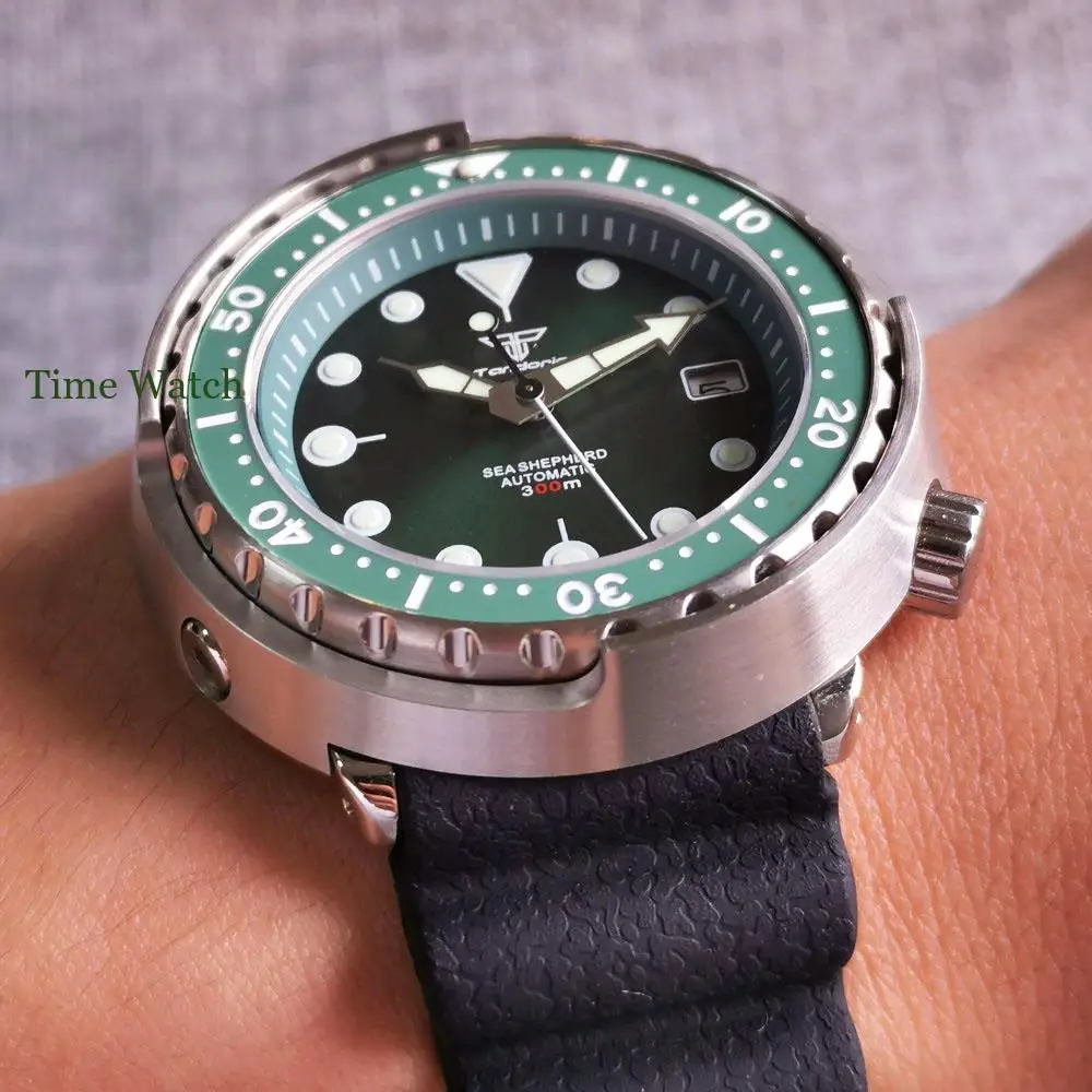 Мужские автоматические часы с сапфировым стеклом и резиновым ремешком 200 мм |