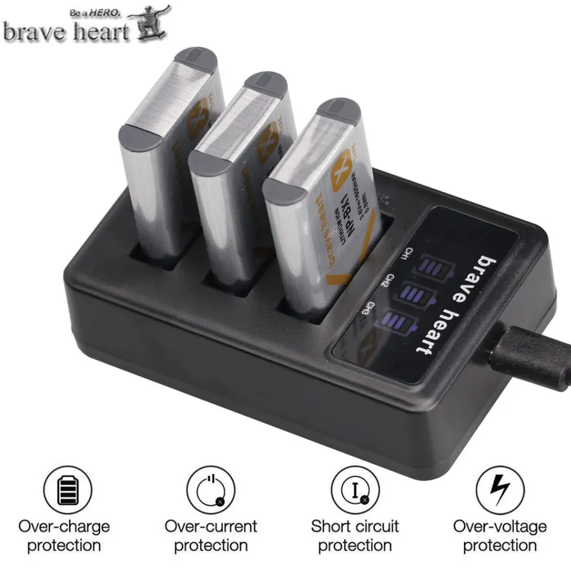 3x bateria NP BX1 NP-BX1 батареи npbx1+ 3 лота USB зарядное устройство для sony HDR-AS100v AS30 AS15 HX400 WX350 RX1 RX100 RX100iii M3 AS100V