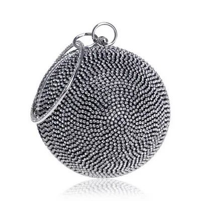 YM8105grey SEKUSA мяч; со стразами; с бахромой Для женщин вечерние металлический расшитая кристаллами сумочка-клатч вечерняя Свадебная вечерняя свадебная сумочка через плечо сумки из натуральной кожи на ремешке клатч - Цвет: YM8105grey