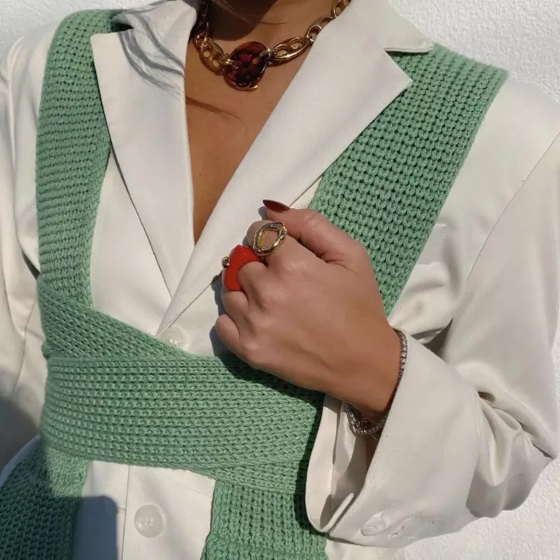 

Knitted Crop Sweater Women 2021 Sexy Sleeveless Summer Fashion Vest Casual Jumper Crop Tank Top Female Pullover Y2K Women's Vest