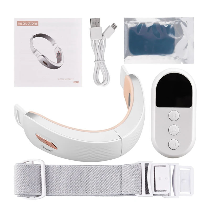 

Face V-Line Up Lift Belt Machine Red Blue LED Photon Therapy Slimming Vibration Massager Reduce Double Chin Facial Lifting Tool